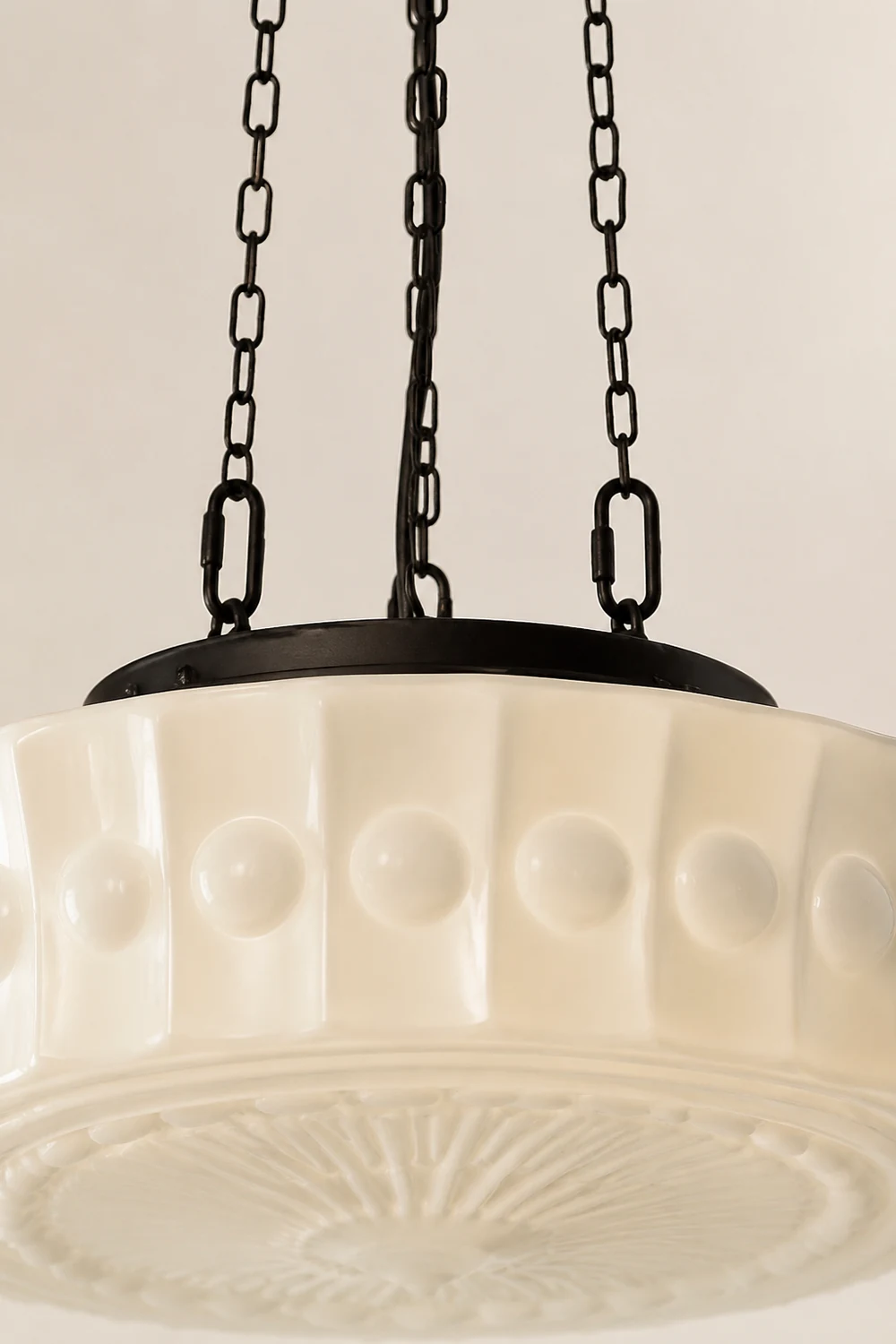 Hailie Vintage French Country Dome Pendant Light White/Beige Living Room - Lumpaz