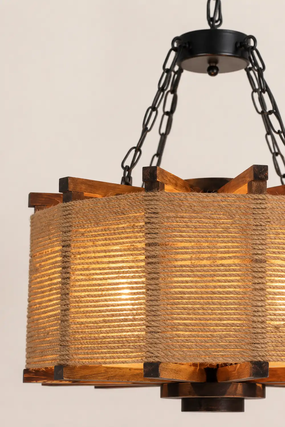 Austin Retro Cylindrical Metal/Wood Pendant Light - Lumpaz