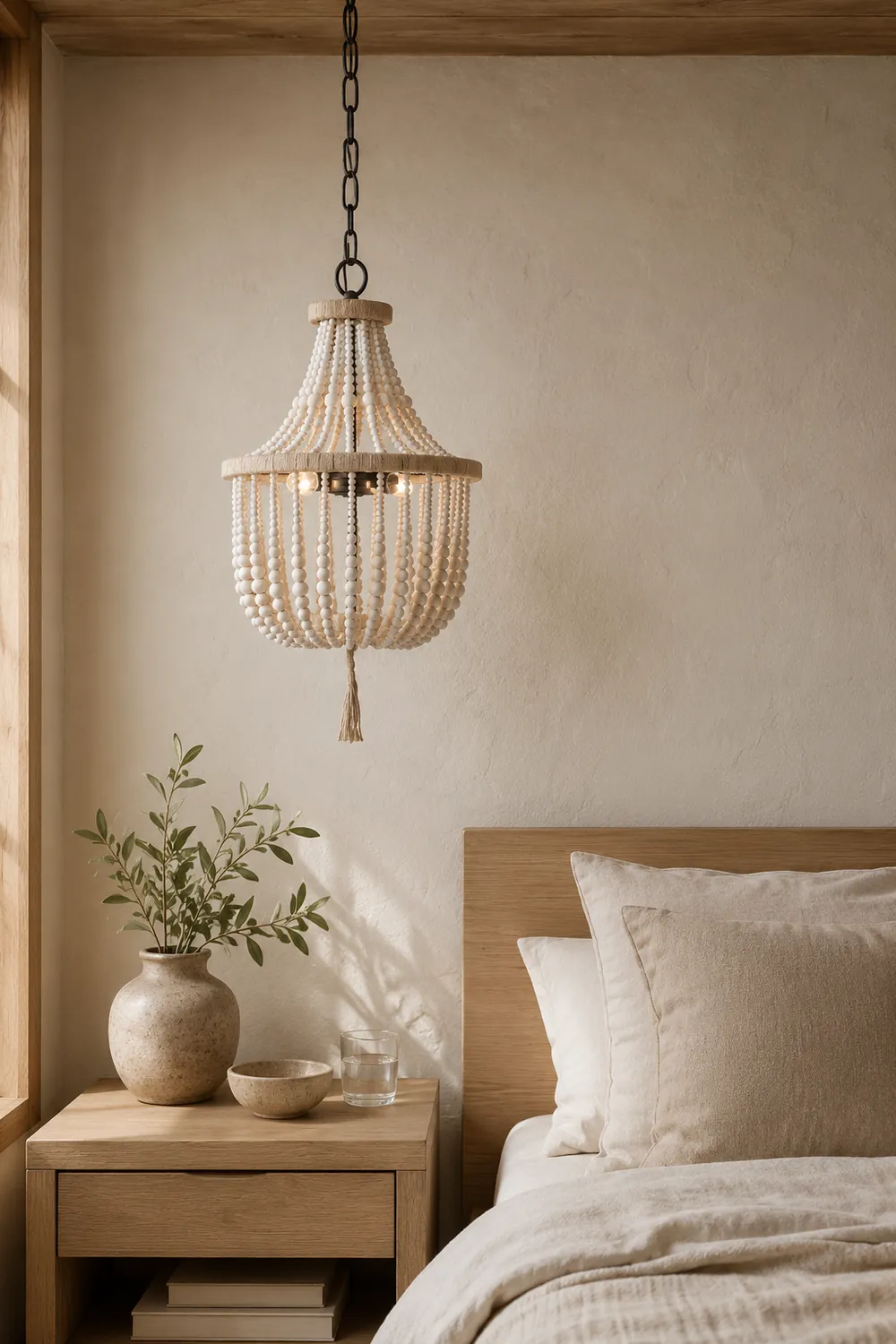 Alessio Design LED Pendant Light White/Wood Metal/Wood Bed/Living/Childrensroom - Lumpaz