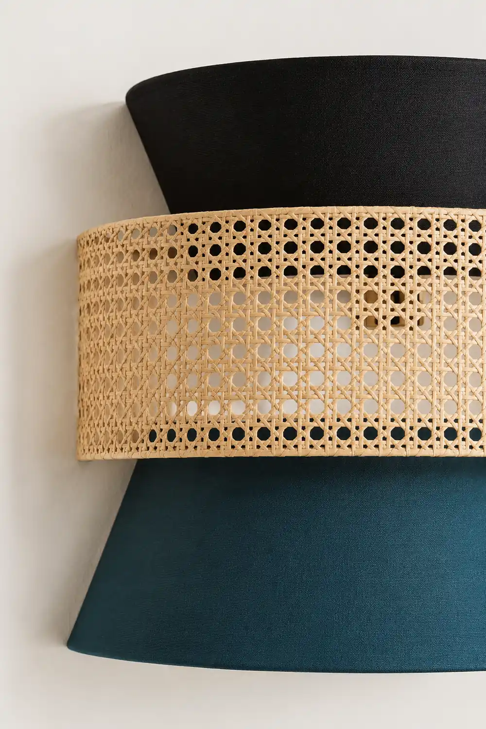 Ritta Retro Rattan/Fabbric Pendant Light, Dark Green - Lumpaz