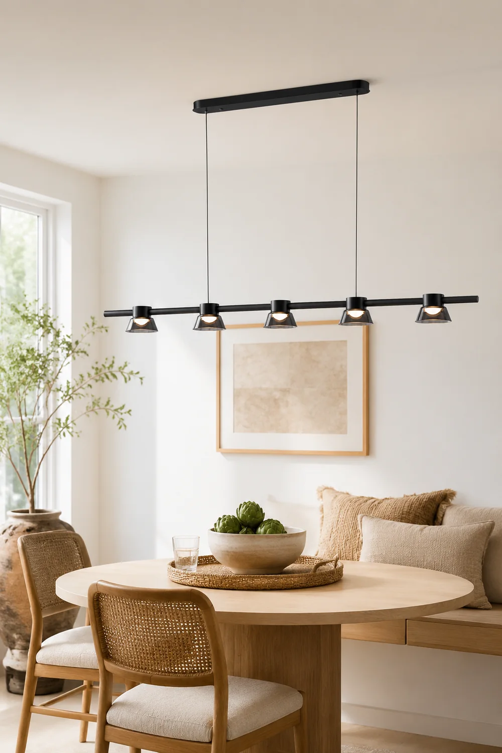 Evette Modern Linear Metal Pendant Light,Black - Lumpaz