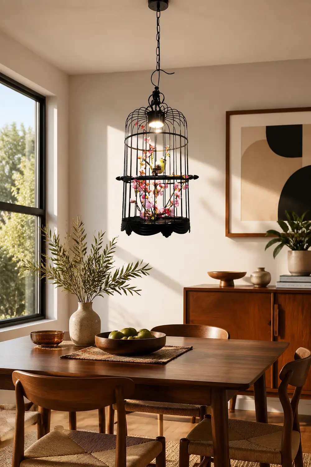 Cooley Art Deco Birdcage Metal Pendant Light, Black - Lumpaz