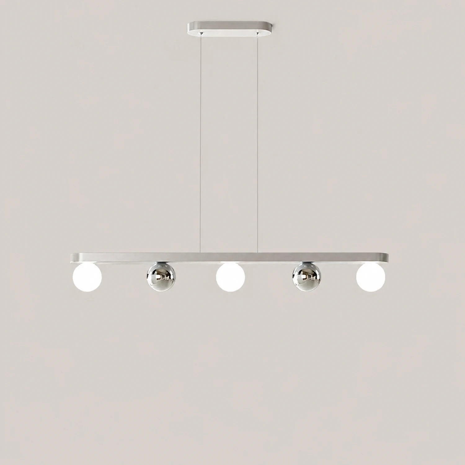 Valentina Pendant Light Multi Globe Modern, Metal/Acrylic, Silver, Dining Room - Lumpaz