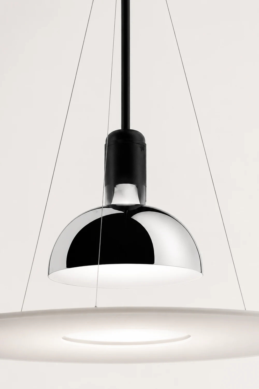 Levi Modern Minimalist Nordic Bell Metal/Acrylic Pendant Light, Chrome/Black - Lumpaz