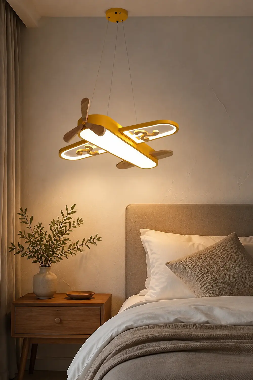 Minori Contemporary Plane Shaped Acrylic Pendant Light, Yellow/Blue - Lumpaz