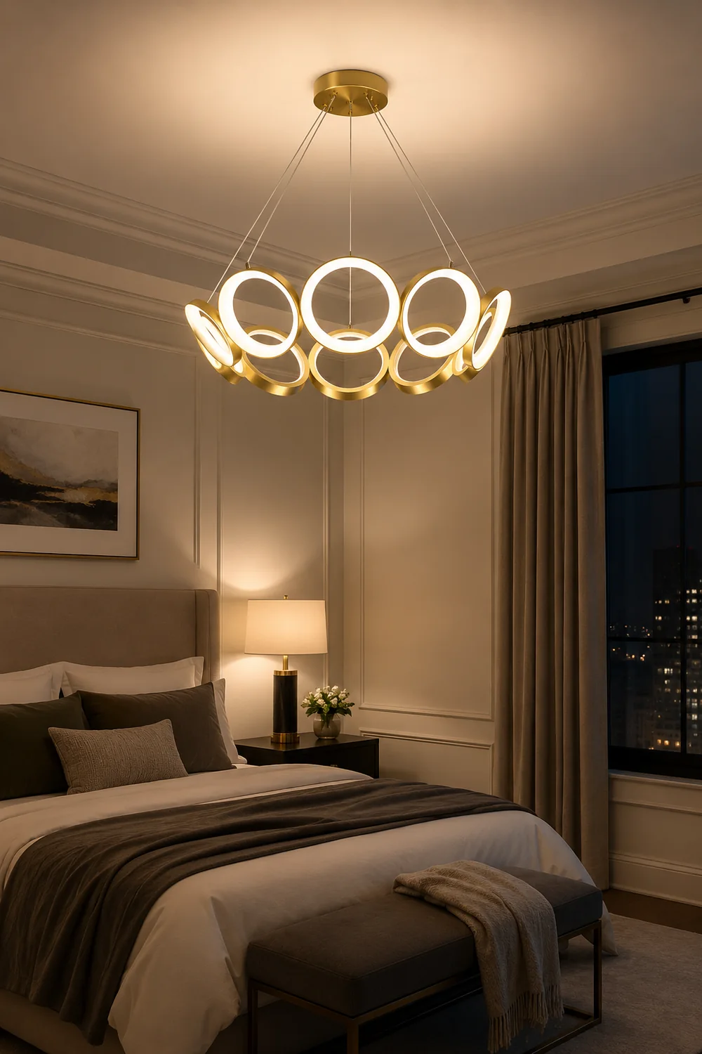 Arisha Luxury Ring Metal Pendant Light, Gold - Lumpaz