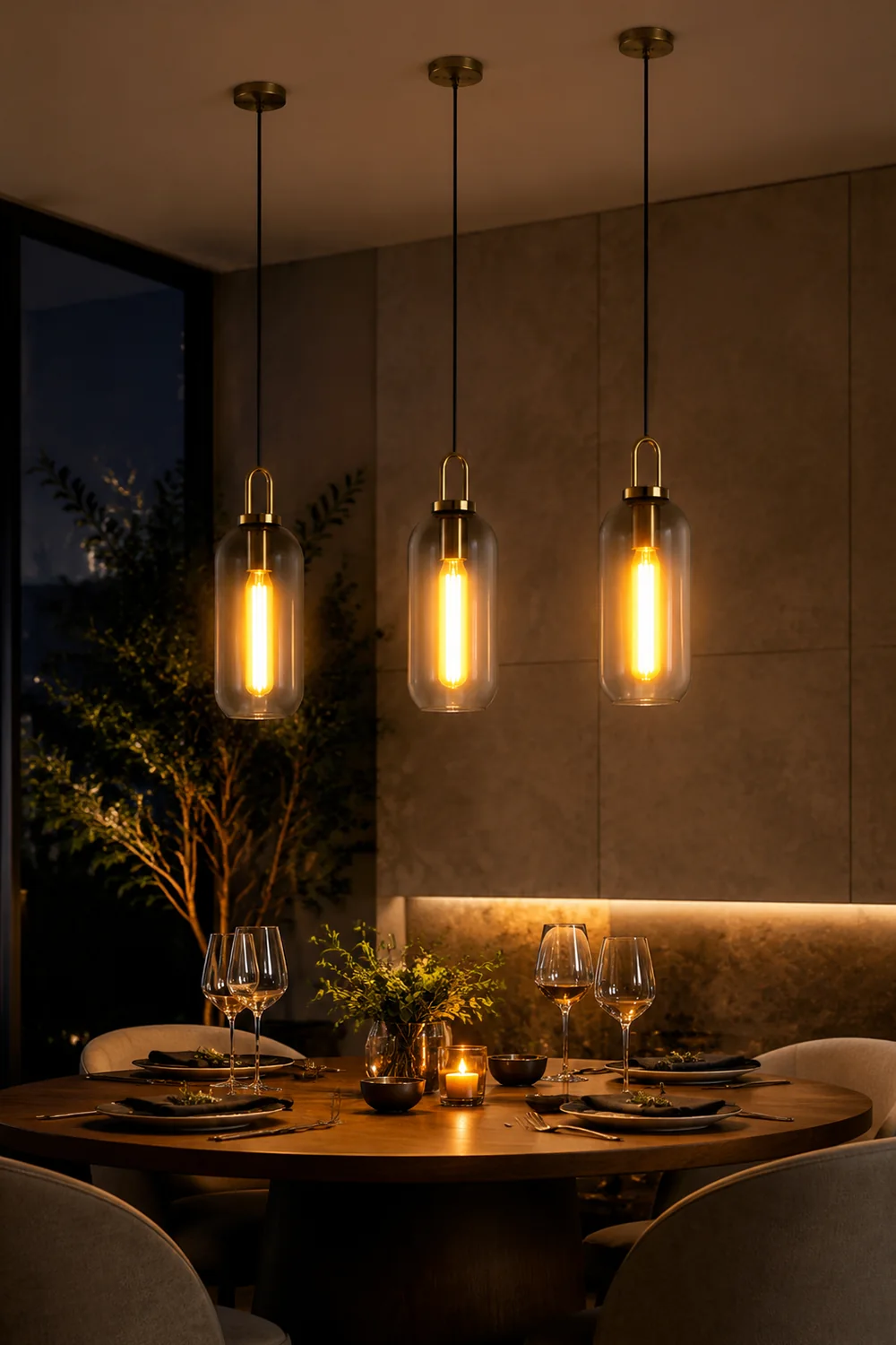 Hailie Clear& Glass Cylinder Pendant Light, 2 Color - Lumpaz