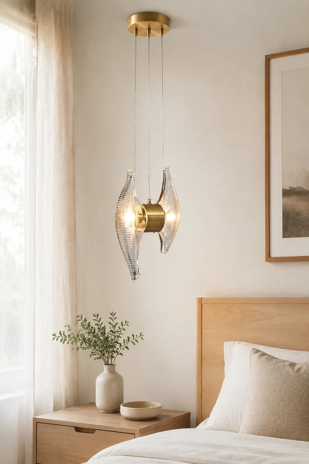 Kirsten Luxury Capiz Shell Pendant Light, Glass/Metal, Bedside/Dining Room - Lumpaz