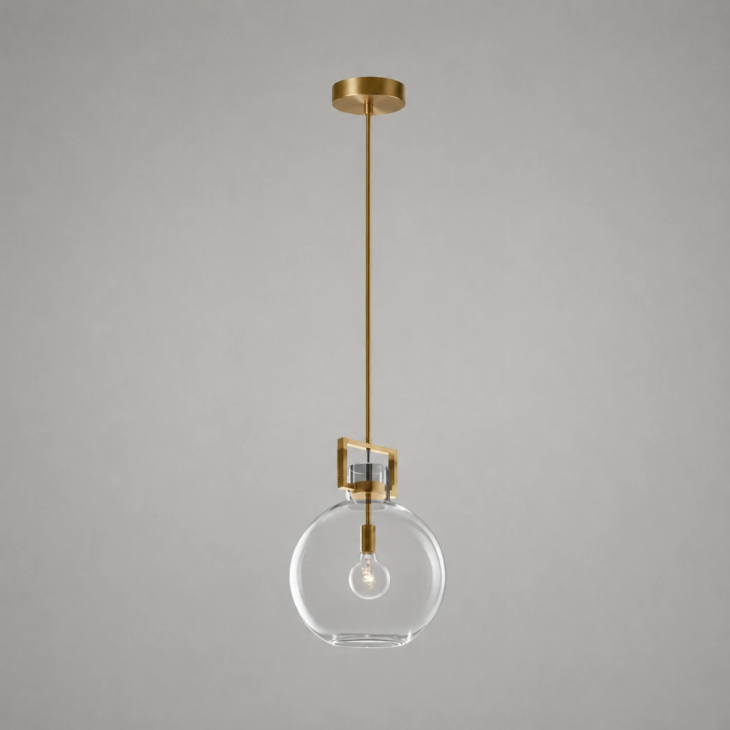Cairns Modern Geometric Glass/Metal Pendant Light, Brass - Lumpaz