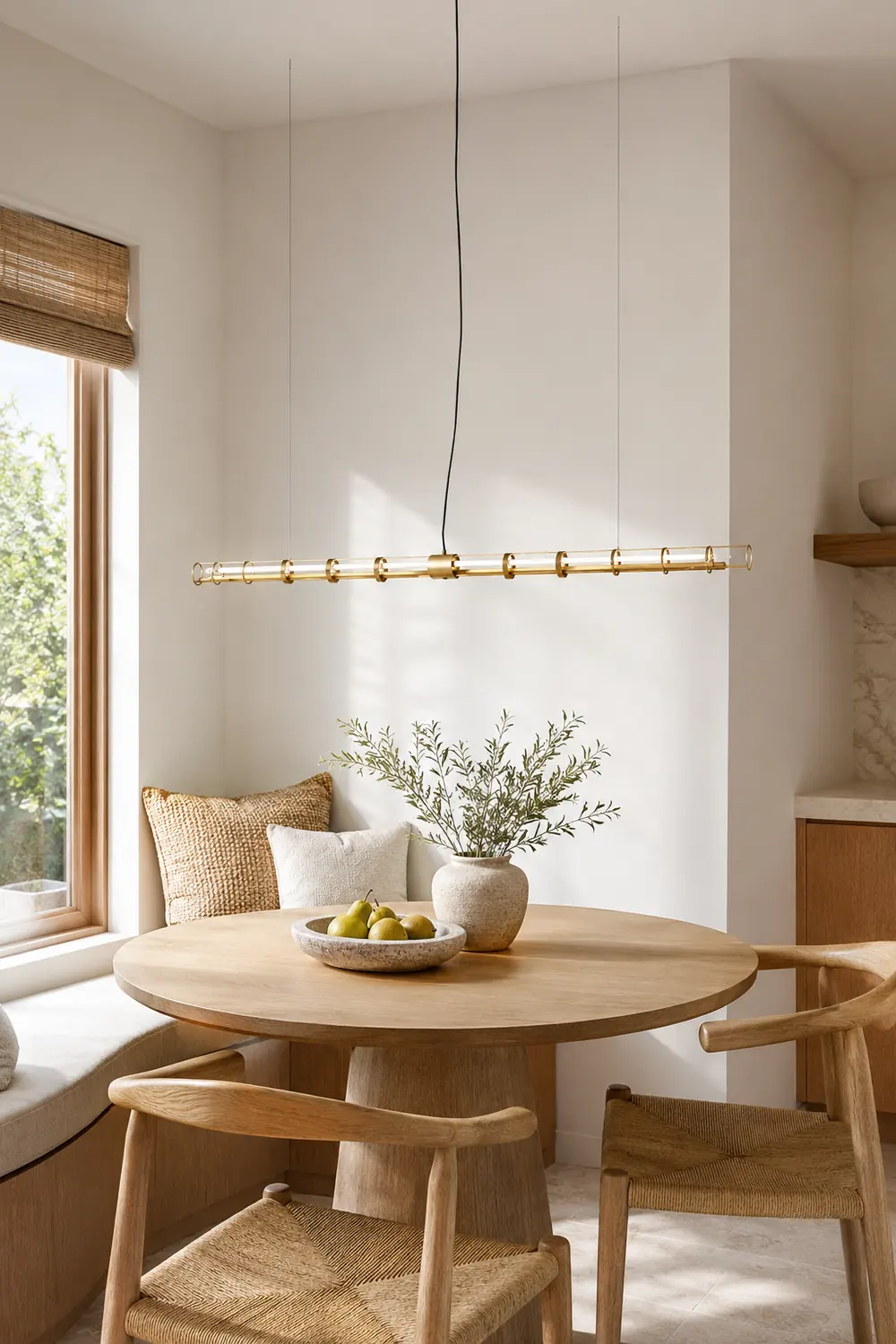 Edge Modern Minimalist Linear Metal/Glass Pendant Light, Gold - Lumpaz