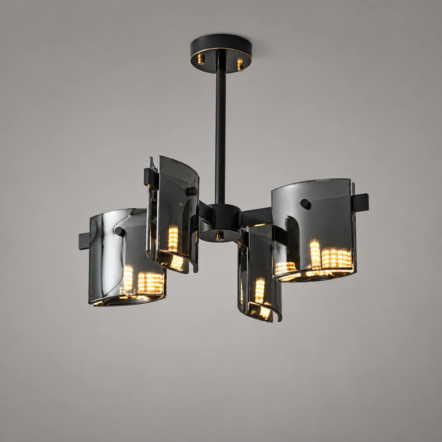 Evette Minimalist Multi Head Metal Pendant Light, Black/Gold - Lumpaz