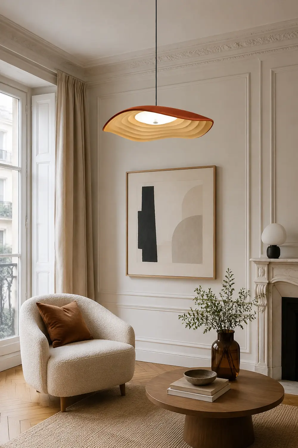 Carins Wabi-Sabi Resin LED Pendant Light, White/Orange/Black - Lumpaz