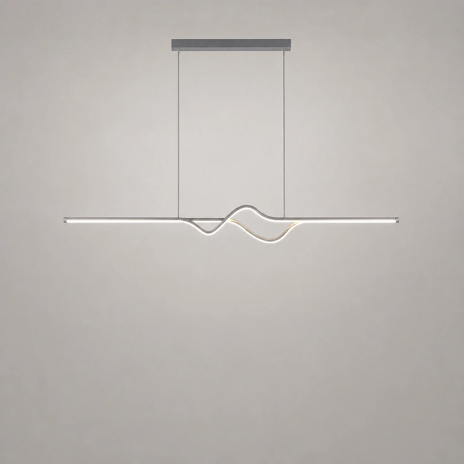 Modern Linear Metal Pendant Light, Black/White/Gray - Lumpaz