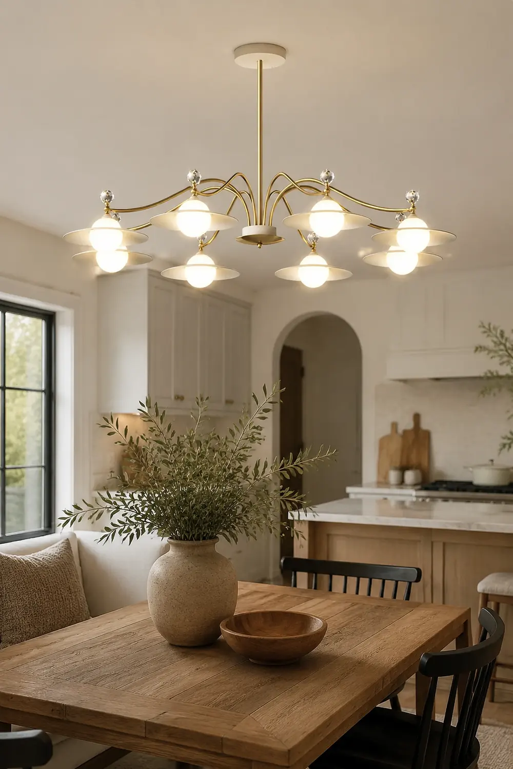 Carins Blown Gold Chandelier, 6/8 Heads, 37.4"/47.2" - Lumpaz