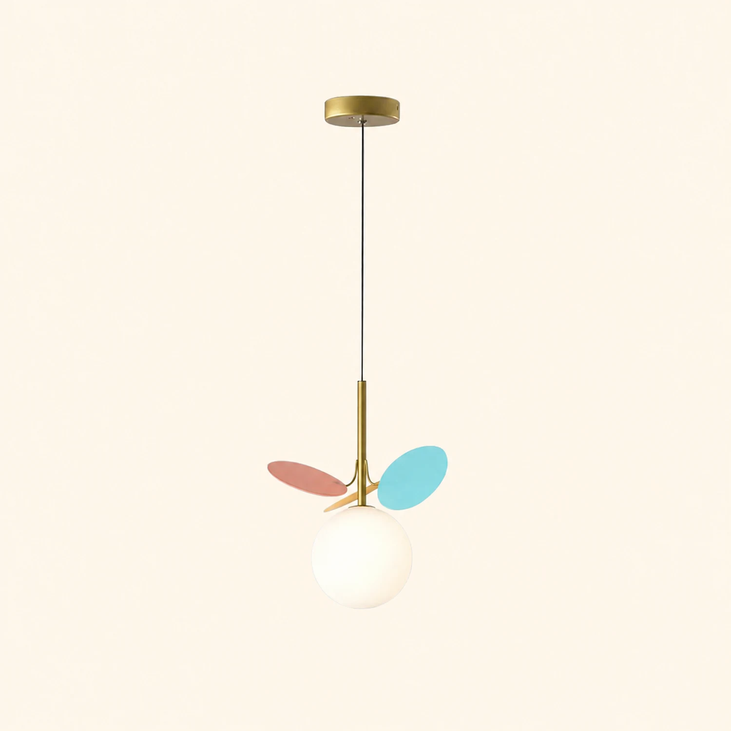 Jevon Art Deco Globe Pendant Light, Multi-Color/White, Metal/Glass - Lumpaz