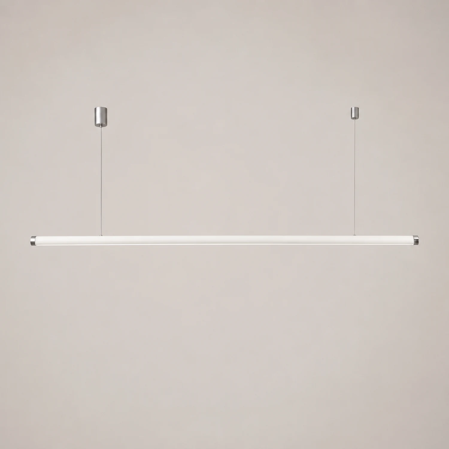 Minimalist Tube Glass/Metal Pendant Light, White, Dining Room - Lumpaz