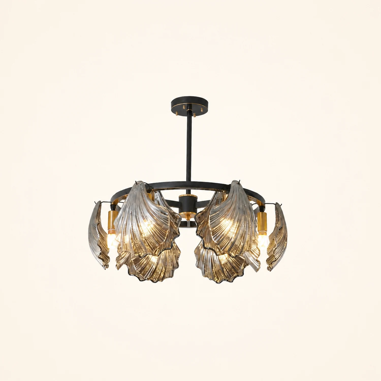 Kirsten Modern Annular Metal And Glass Pendant Light, Black/Gold - Lumpaz