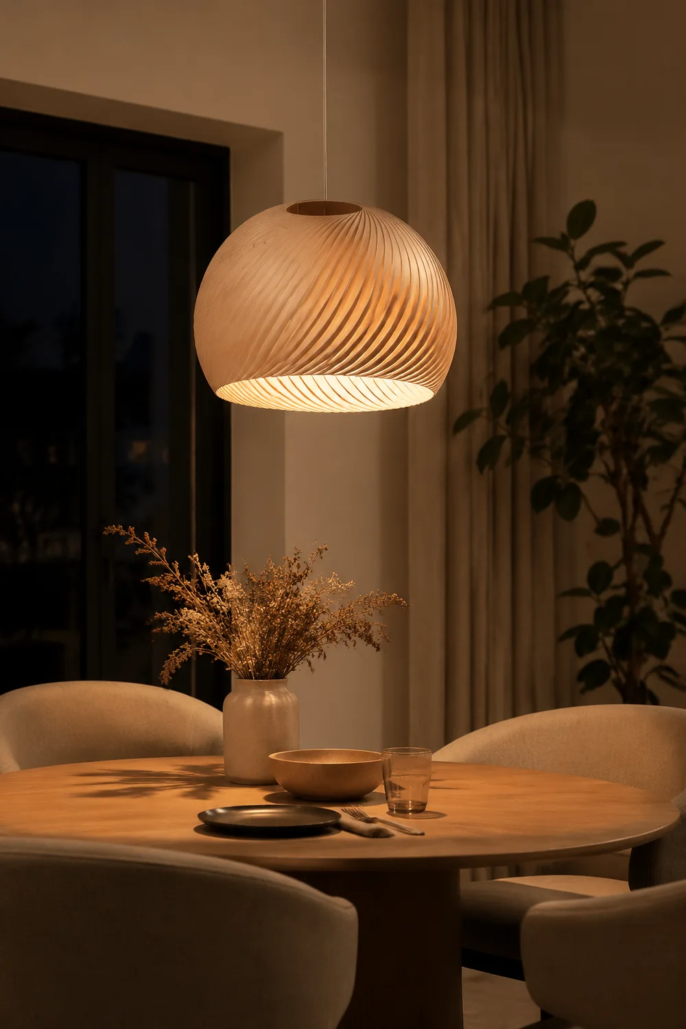 Ozawa Farmhouse Semi Metal Pendant Light, Brown/Wood - Lumpaz