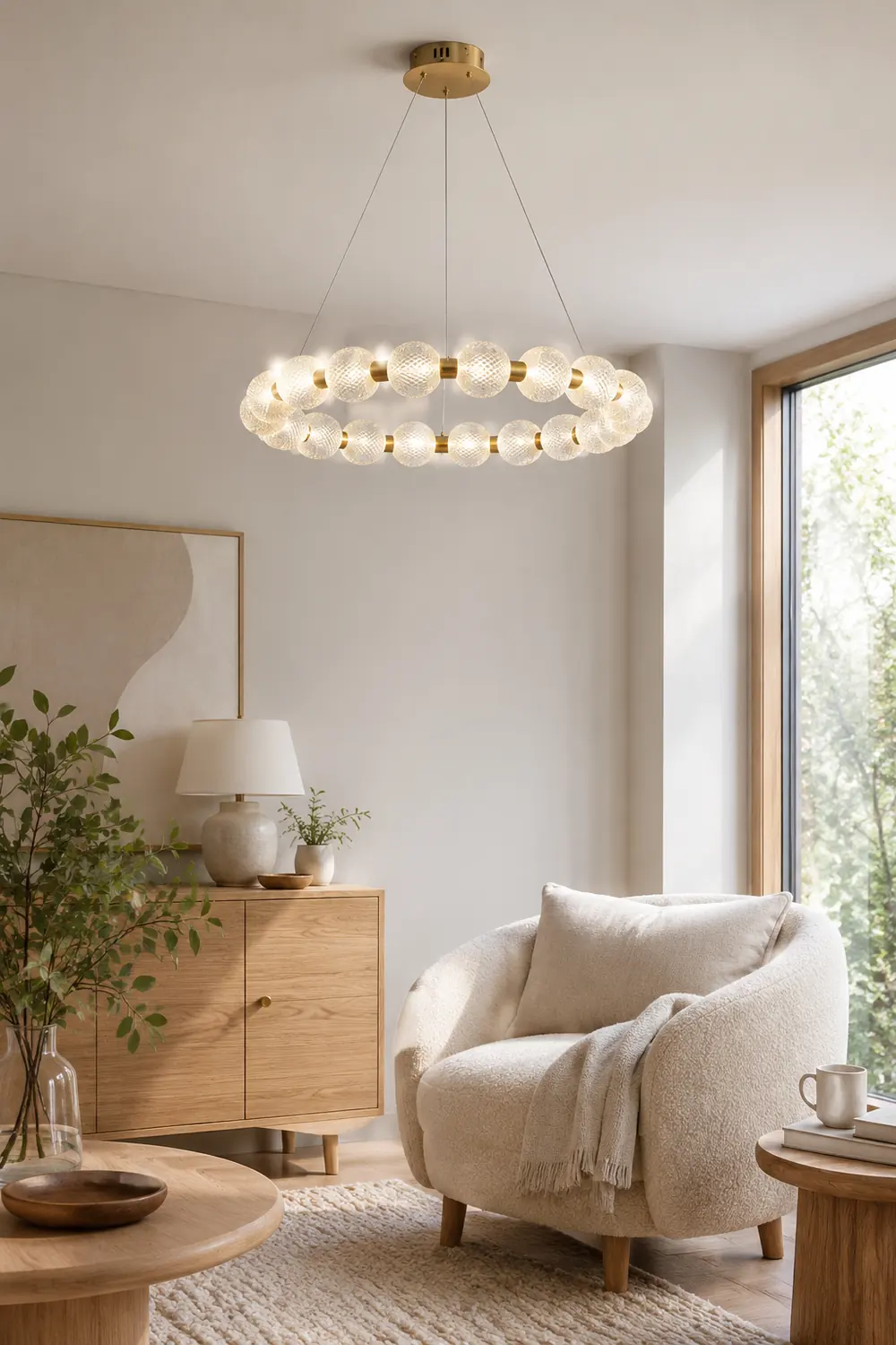 Marilyn Design Ring Metal Pendant Light, Gold, Aluminium/Acrylic - Lumpaz