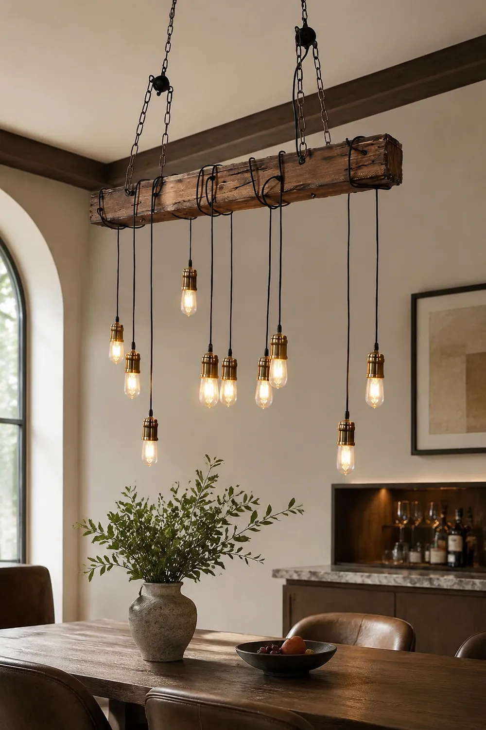 Austin Vintage Industrial Rectangular Wood Pendant Light Wood/Black - Lumpaz