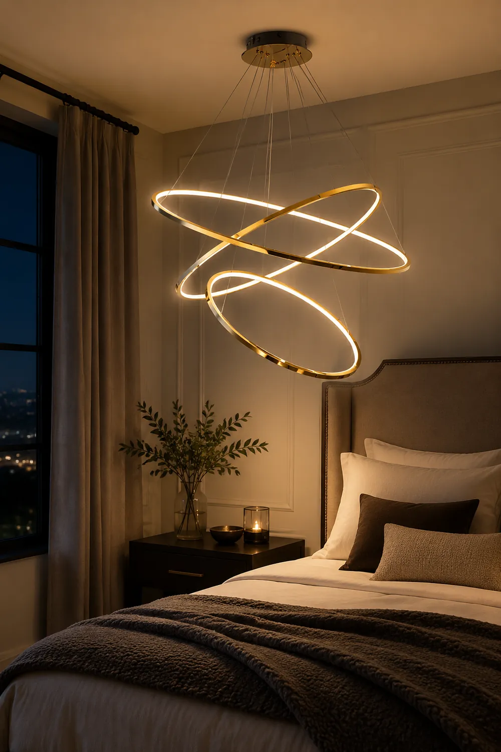 Arisha Minimalist Ring Metal Pendant Light, Gold, Living Room - Lumpaz