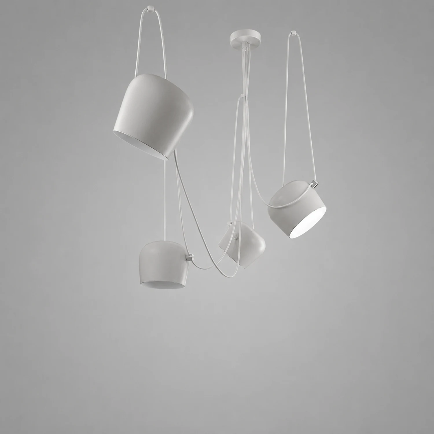 Modern Scandinavian Swag Drum Pendant Light, Black/White - Lumpaz