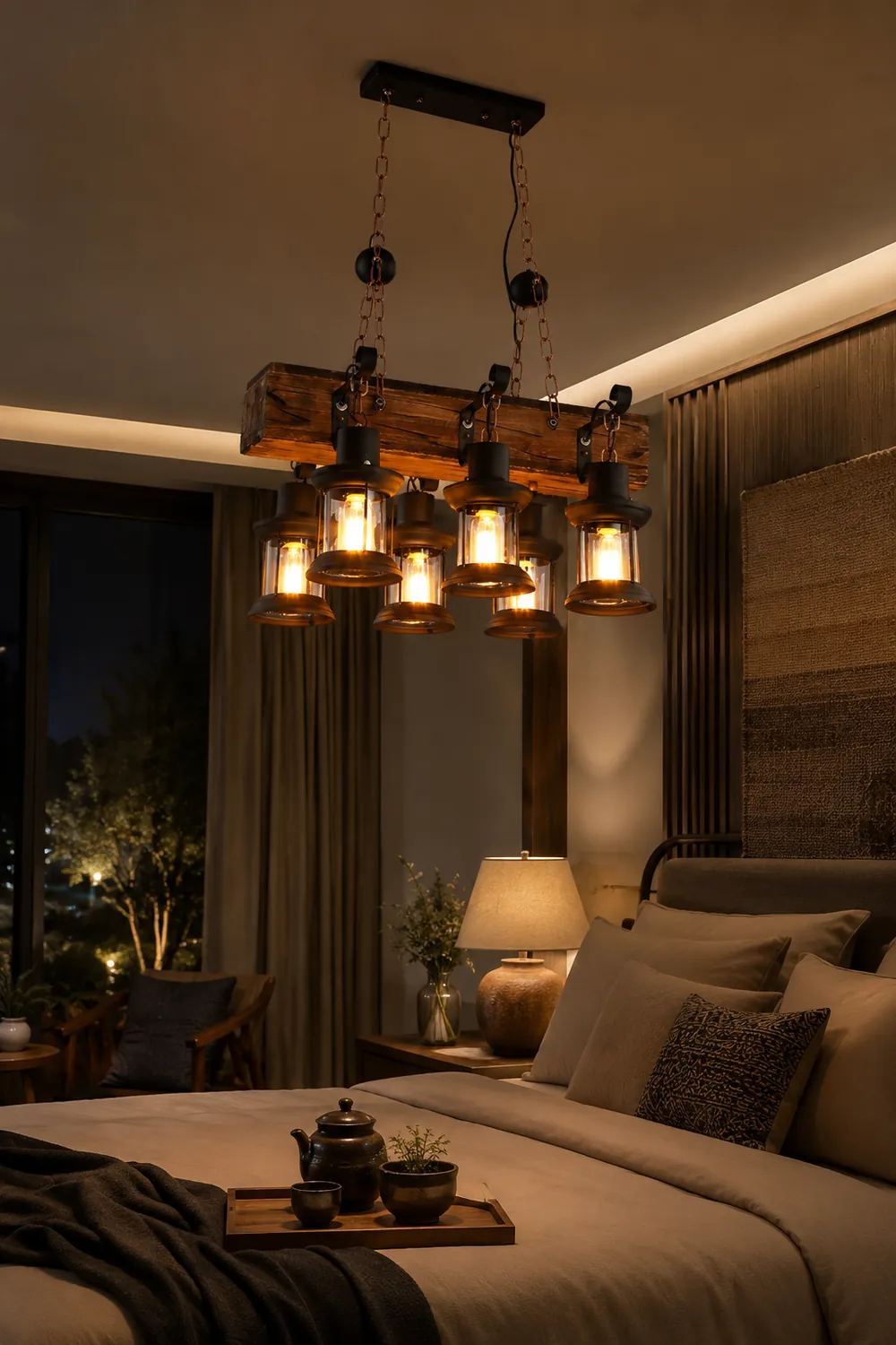 Austin Retro Rectangular Metal/Wood Lantern Pendant Light - Lumpaz