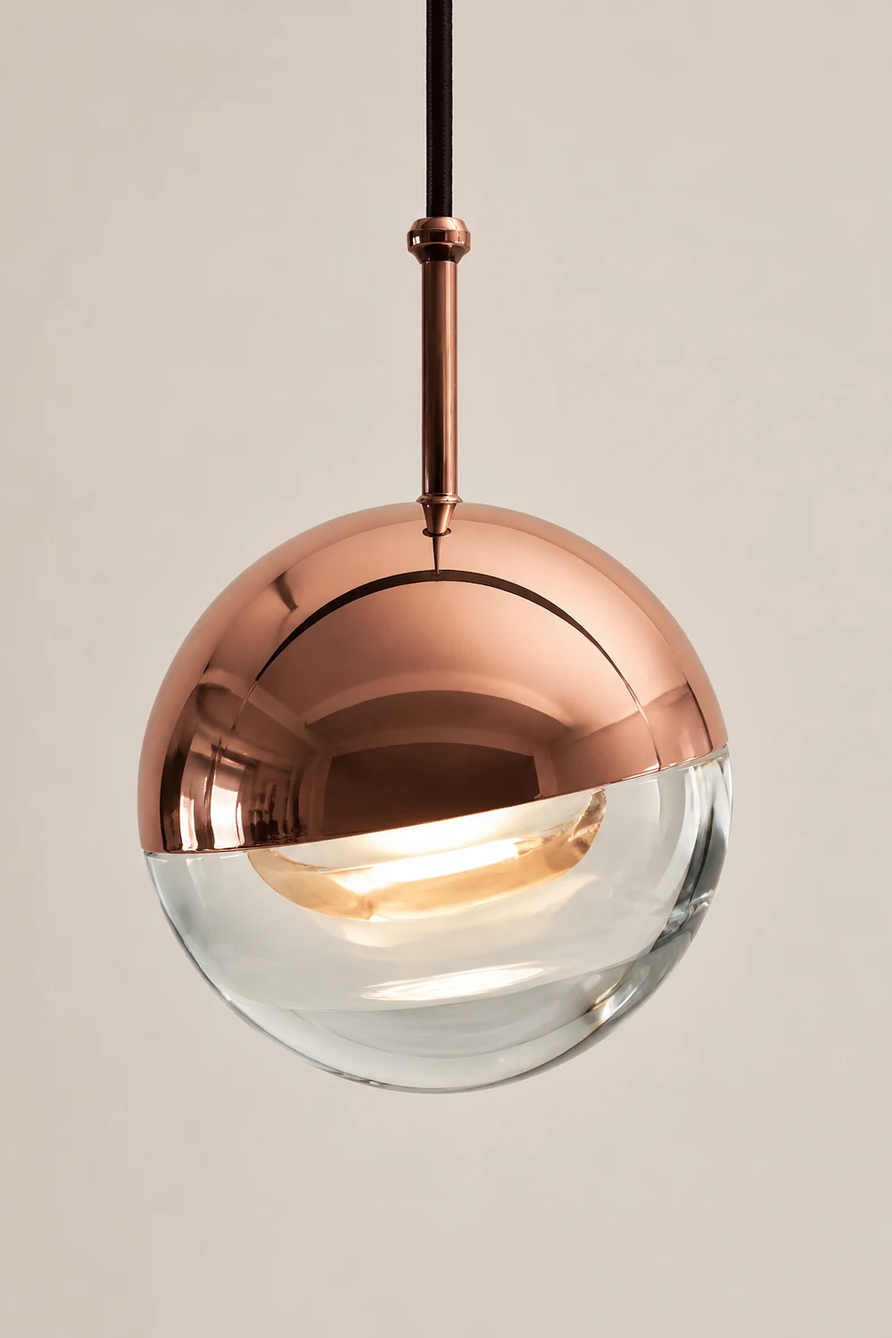 Valentina Modern Ball Metal/Glass Pendant Light, Gold/Rose Gold - Lumpaz