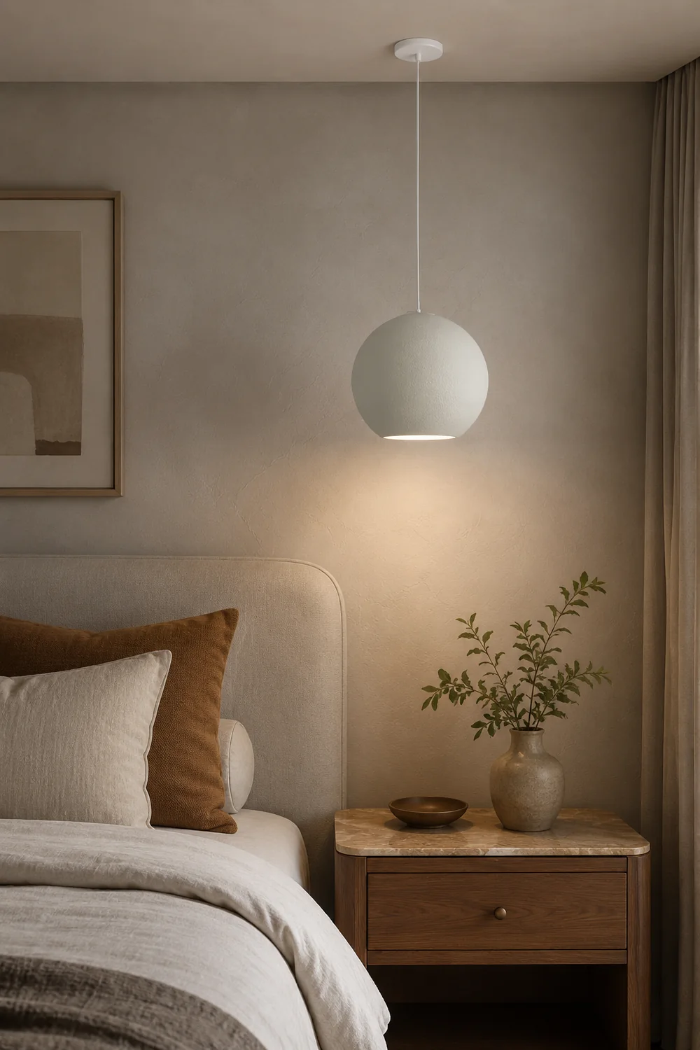 Byers Simple Ball Shape Metal Pendant Light, White/Gray - Lumpaz