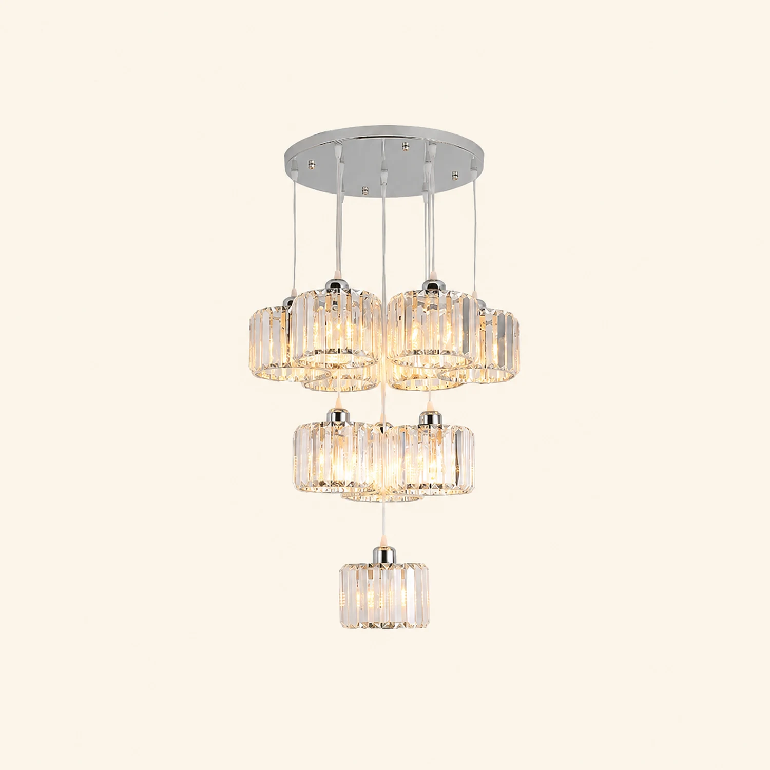 Hailie Modern Column Crystal Pendant Light, Clear, Stairs/Dining Room - Lumpaz