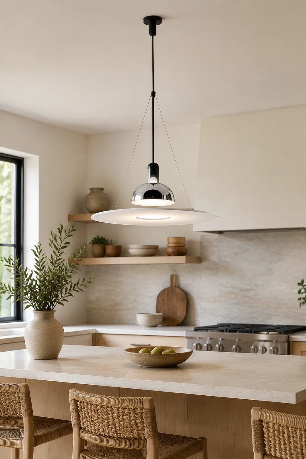 Levi Modern Minimalist Nordic Bell Metal/Acrylic Pendant Light, Chrome/Black - Lumpaz