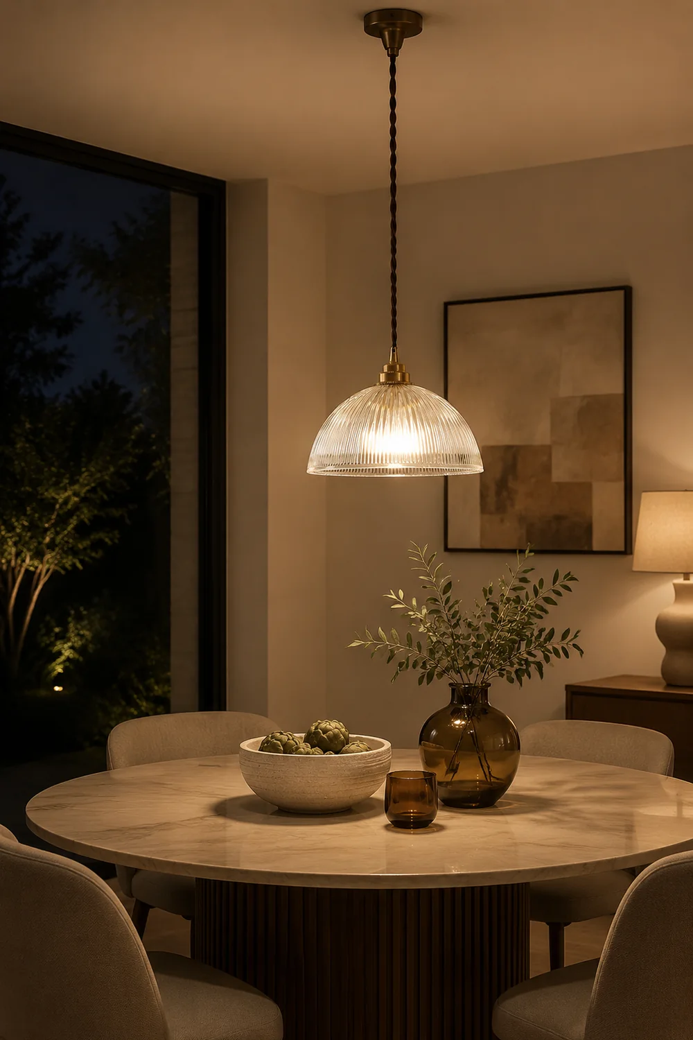 Alessio Simple Bowl Metal/Glass Pendant Light, Clear, Dining Room - Lumpaz