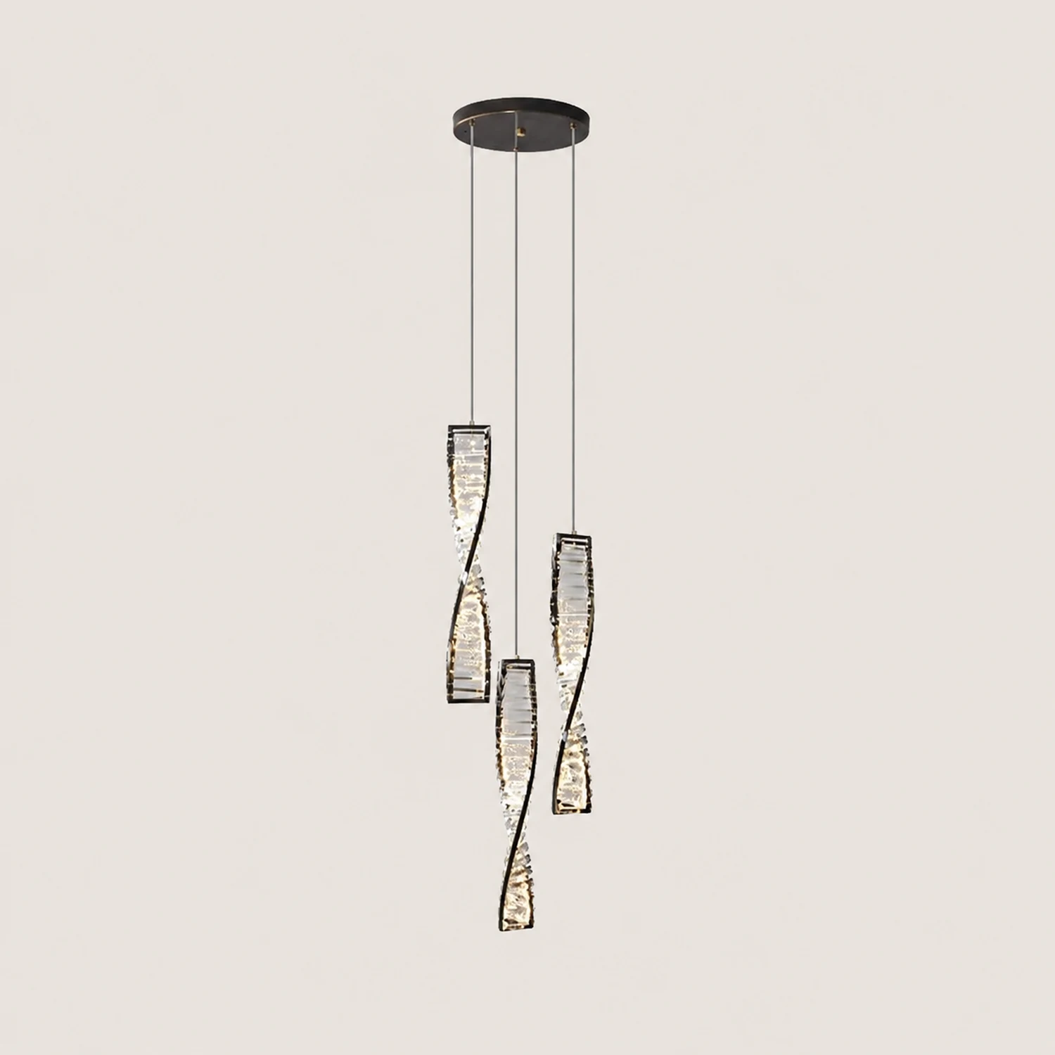 Marilyn Modern Spiral Strip Metal Pendant Light, Black/Gold - Lumpaz