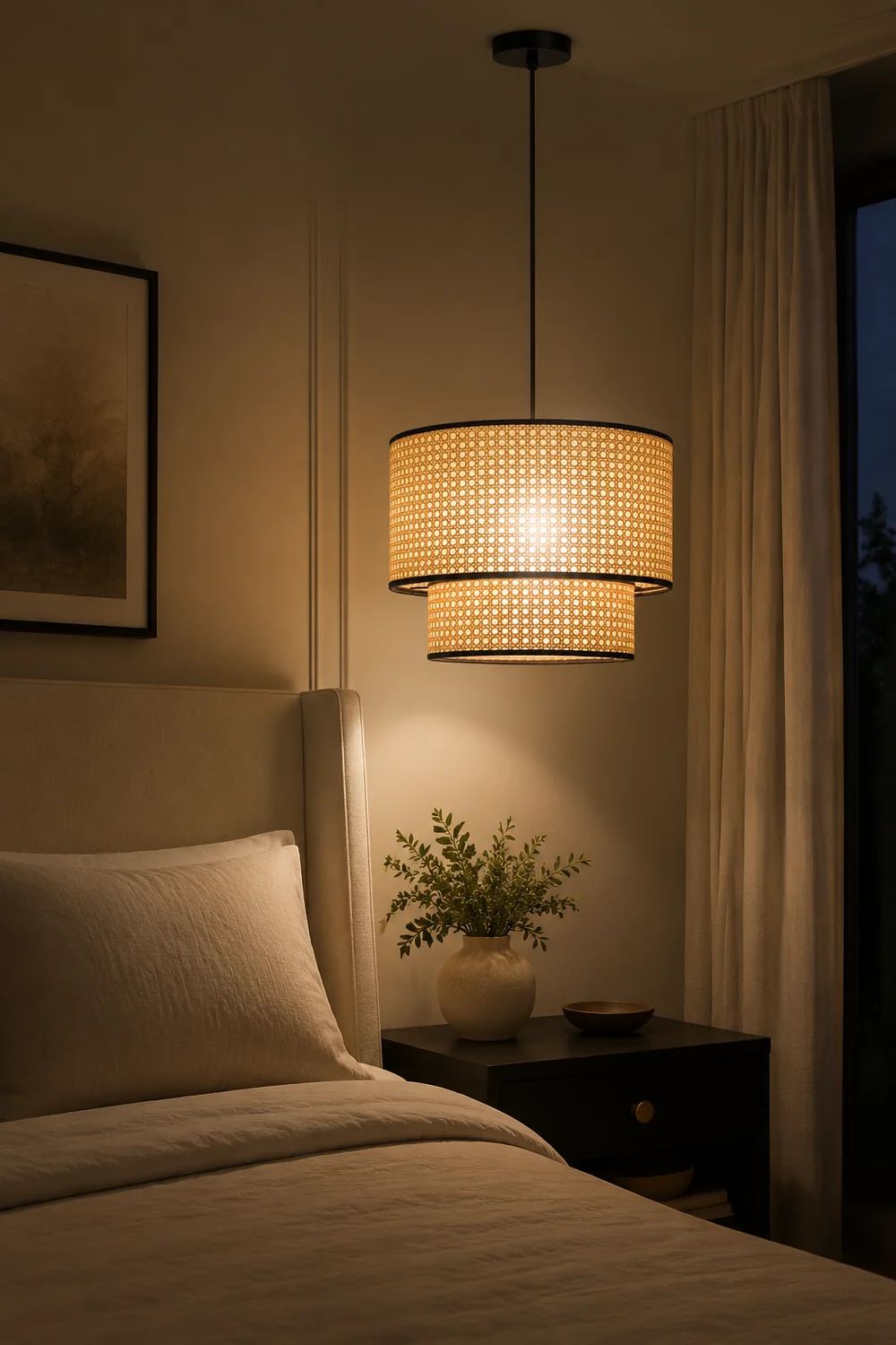 Ritta Japanese Rattan Pendant Light, Double-Layer - Lumpaz