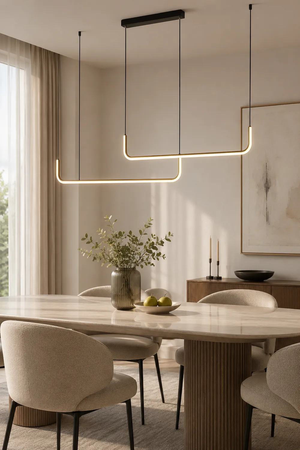 Edge Modern Linear Pendant Light Double Frame, Black/Gold - Lumpaz