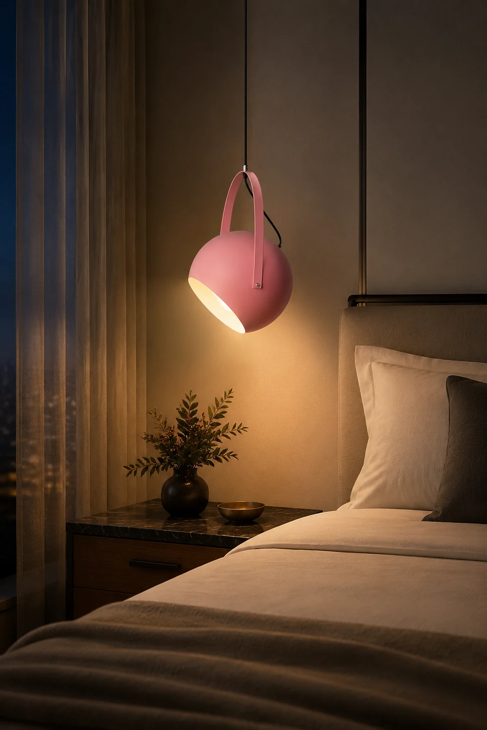 Morandi Colorful Art Deco Pendant Light, Spherical, Metal, Bedroom - Lumpaz
