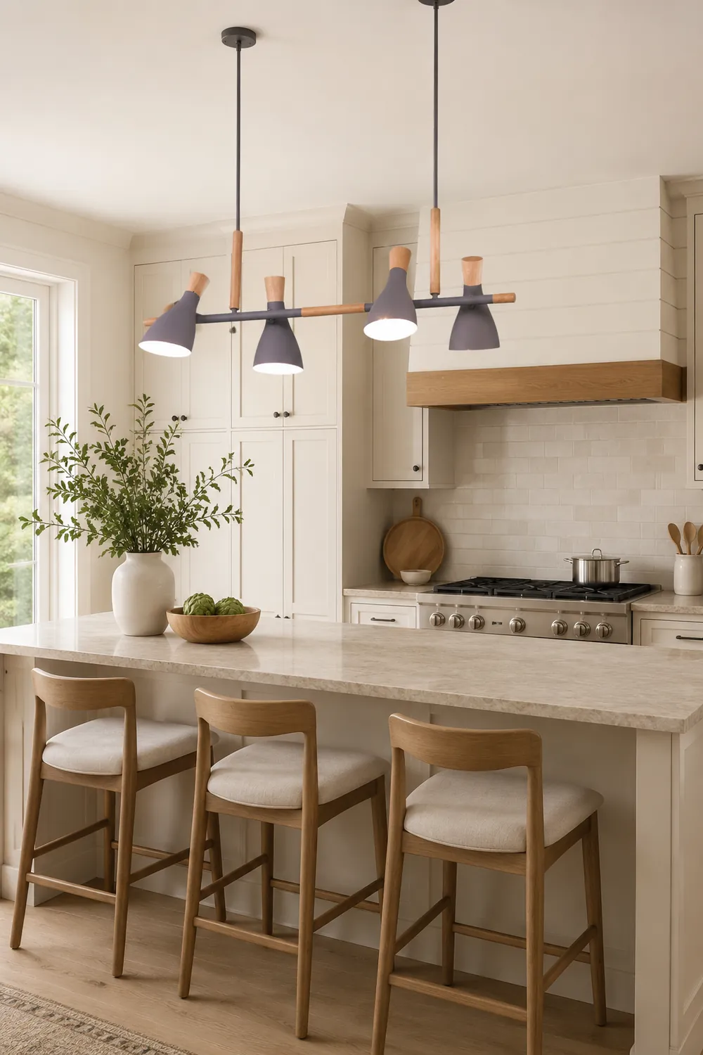 Morandi Nordic Multi Rope Wood Pendant Light, White/Green/Gray - Lumpaz