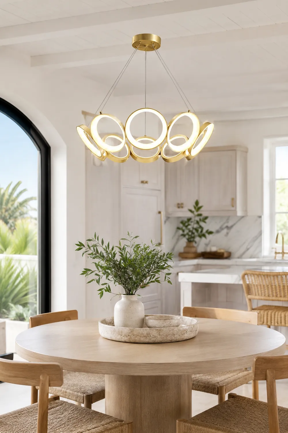 Arisha Luxury Ring Metal Pendant Light, Gold - Lumpaz