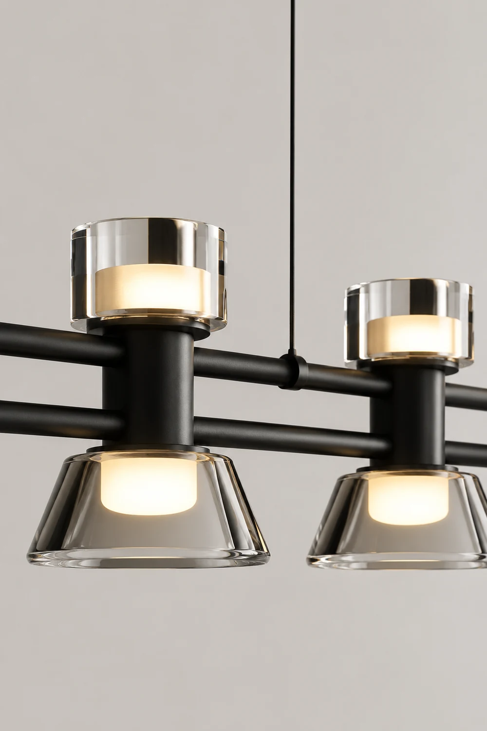Evette Modern Linear Linear Metal Pendant Lamp, Black/Golden - Lumpaz