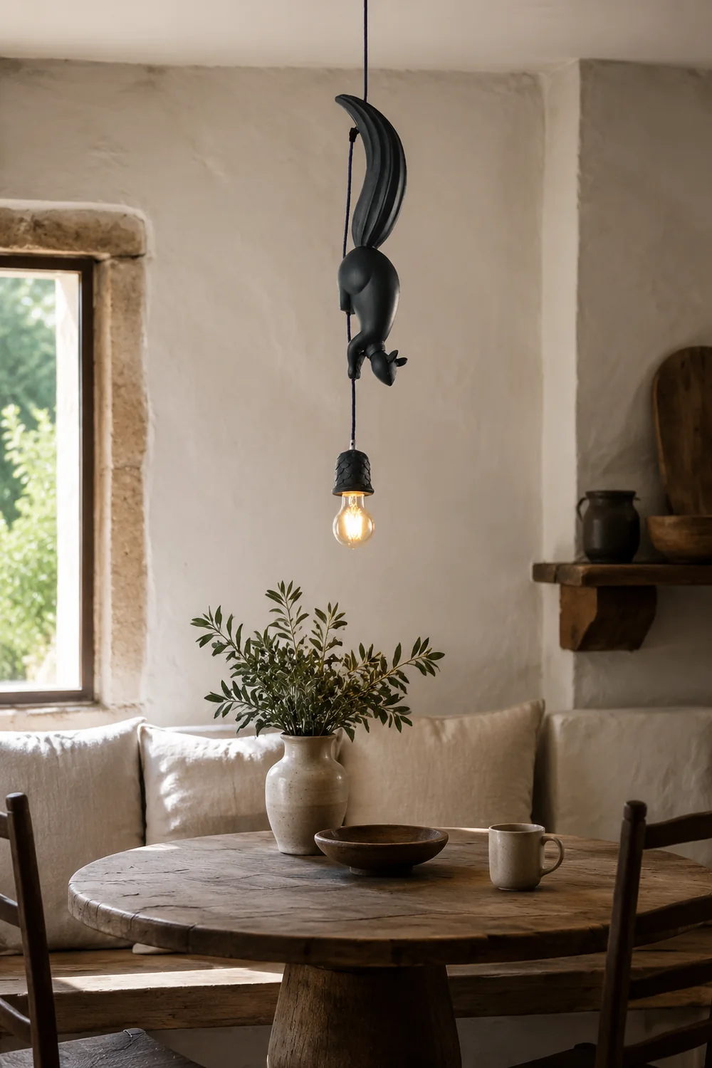 Valentina Pendant Light Squirrel/Pinecone Modern, Resin, Black/White/Blue/Pink, Restaurant - Lumpaz