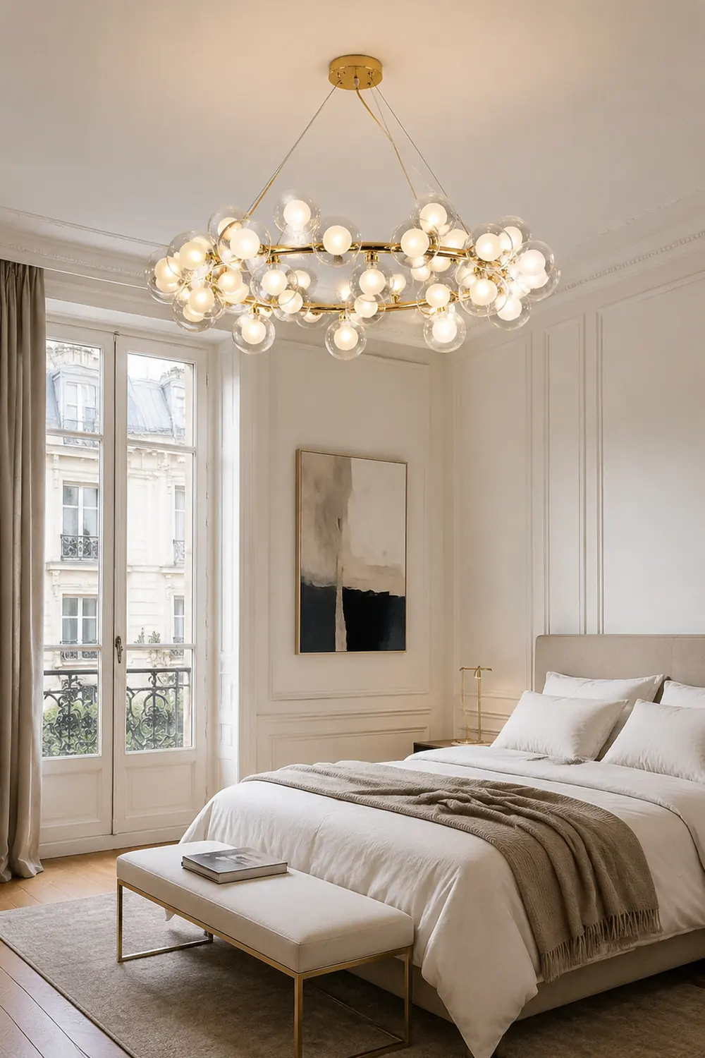 Valentina Modern Gold Bubble Pendant Light, Metal & Glass - Lumpaz