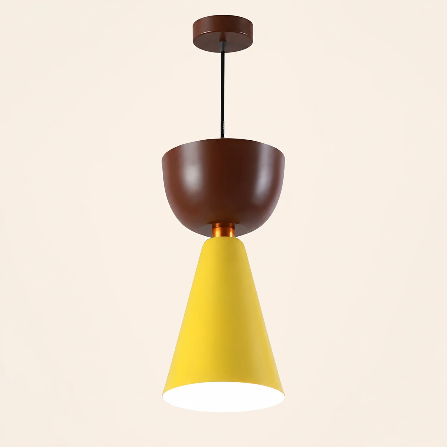 Morandi Modern Dome Art Deco Pendant Light, Black/Yellow/Pink/Gray - Lumpaz