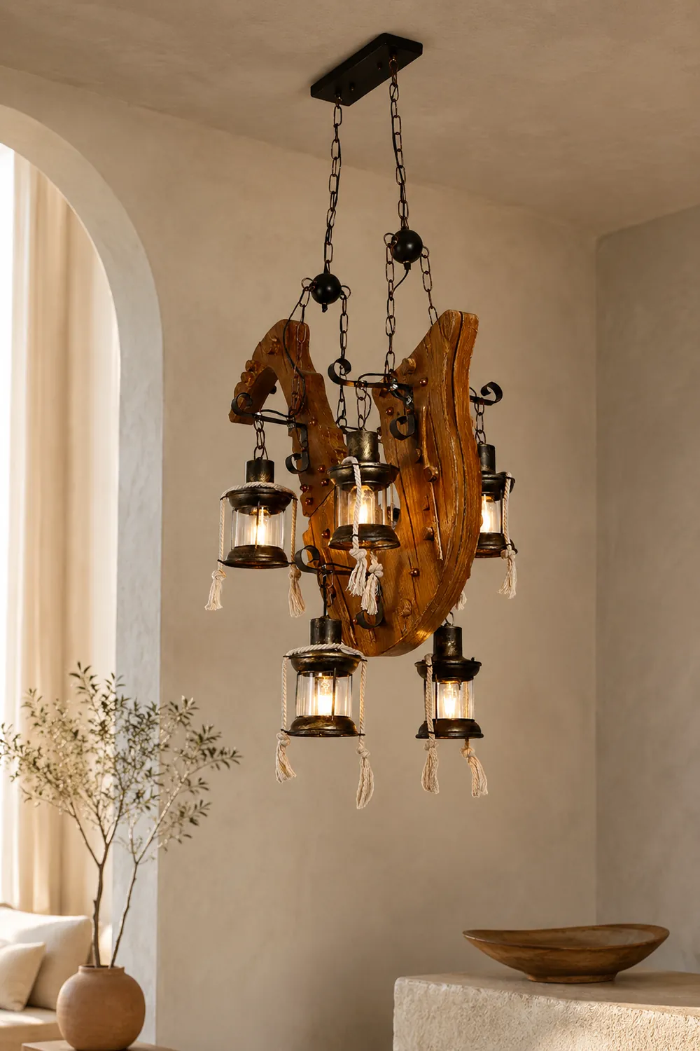 Austin Retro Saxophone Metal/Wood Pendant Light, Walnut - Lumpaz