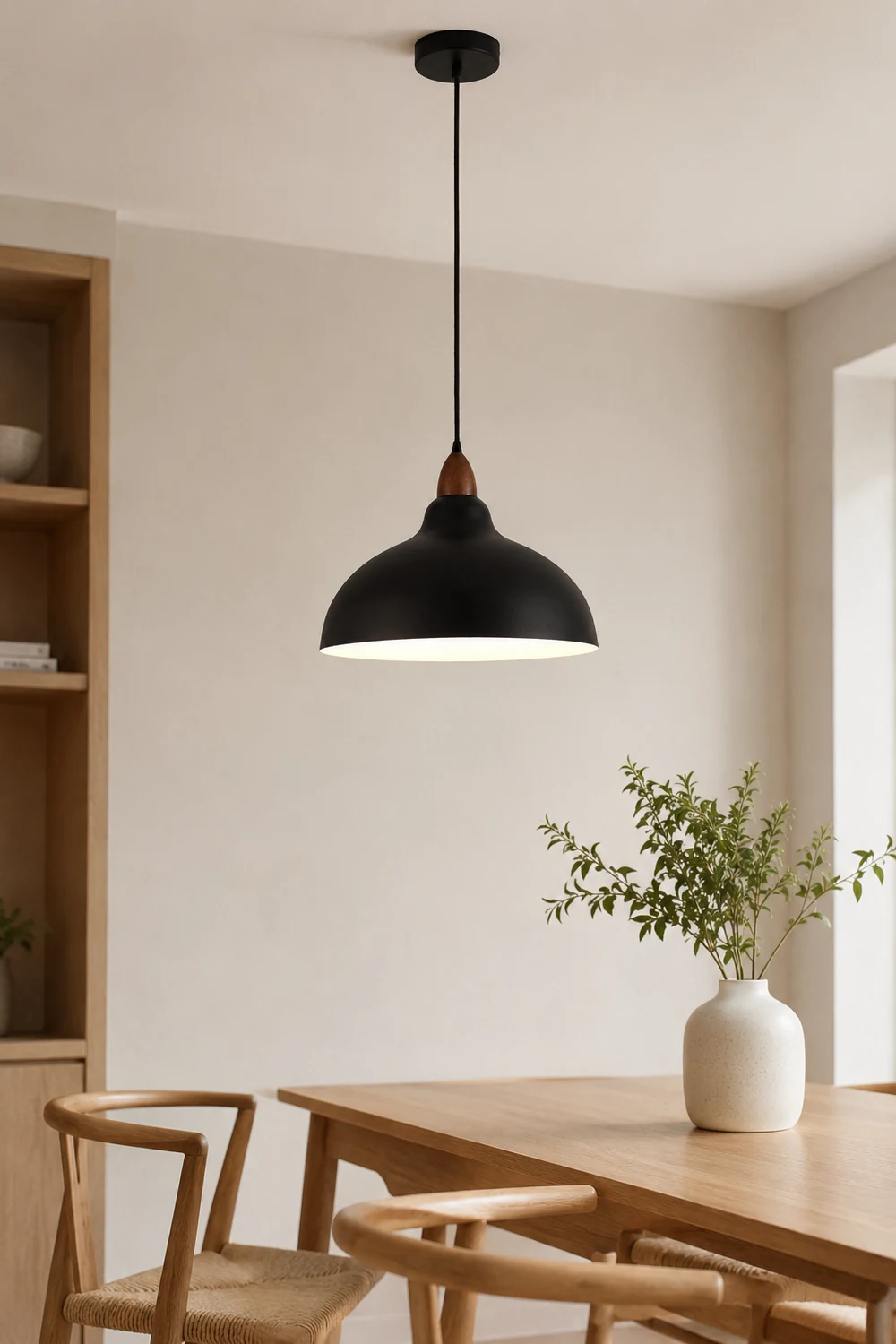 Morandi Modern Bowl-shaped Metal Pendant Light, Black/White - Lumpaz