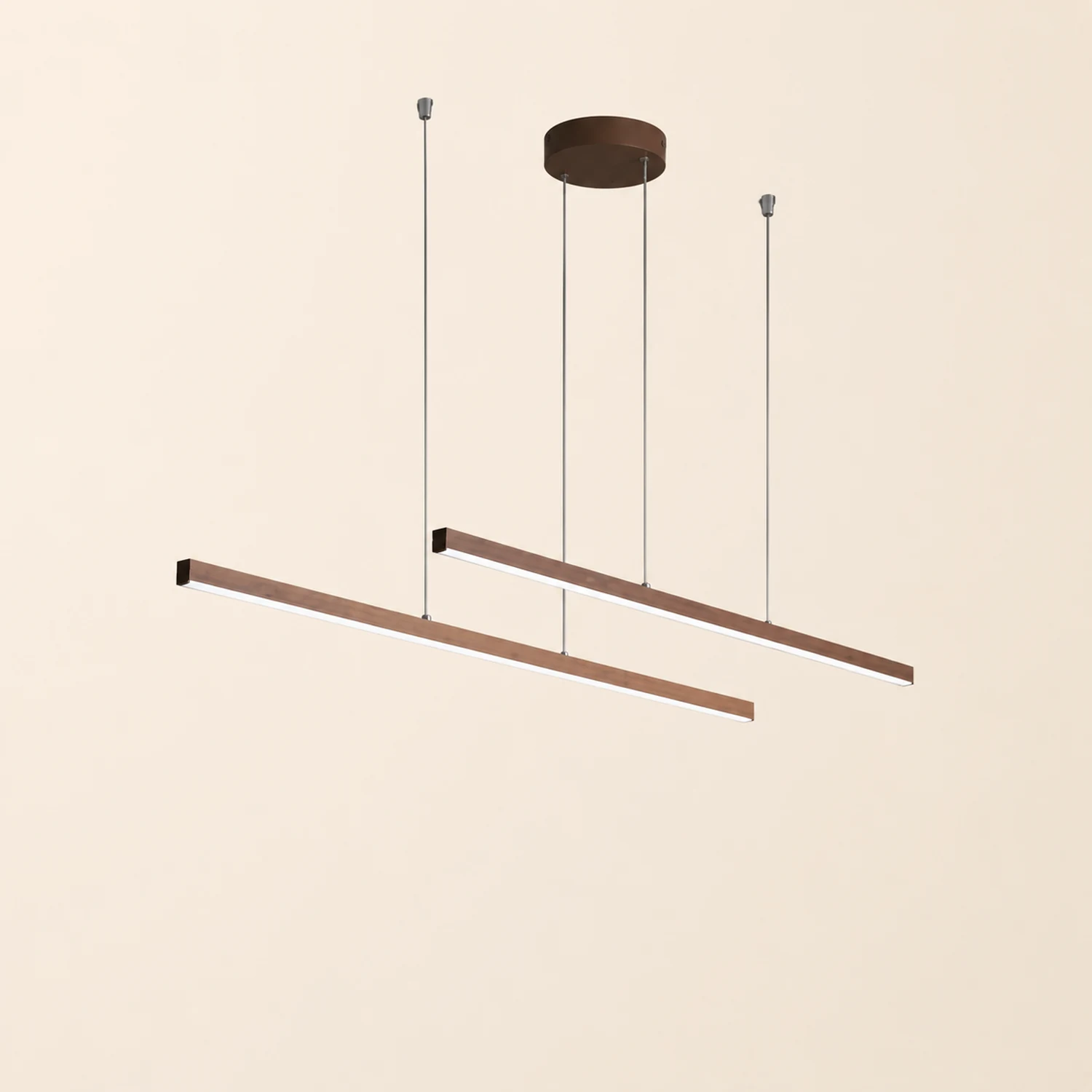 Edge Modern Minimalist Double-Linear Metal Pendant Light, Brown - Lumpaz
