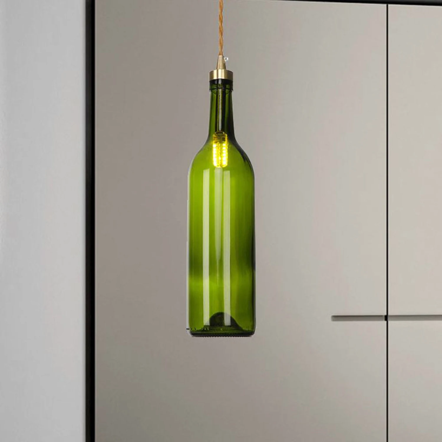 Hailie Industrial Wine Bottle Glass Pendant Light, Colorful - Lumpaz
