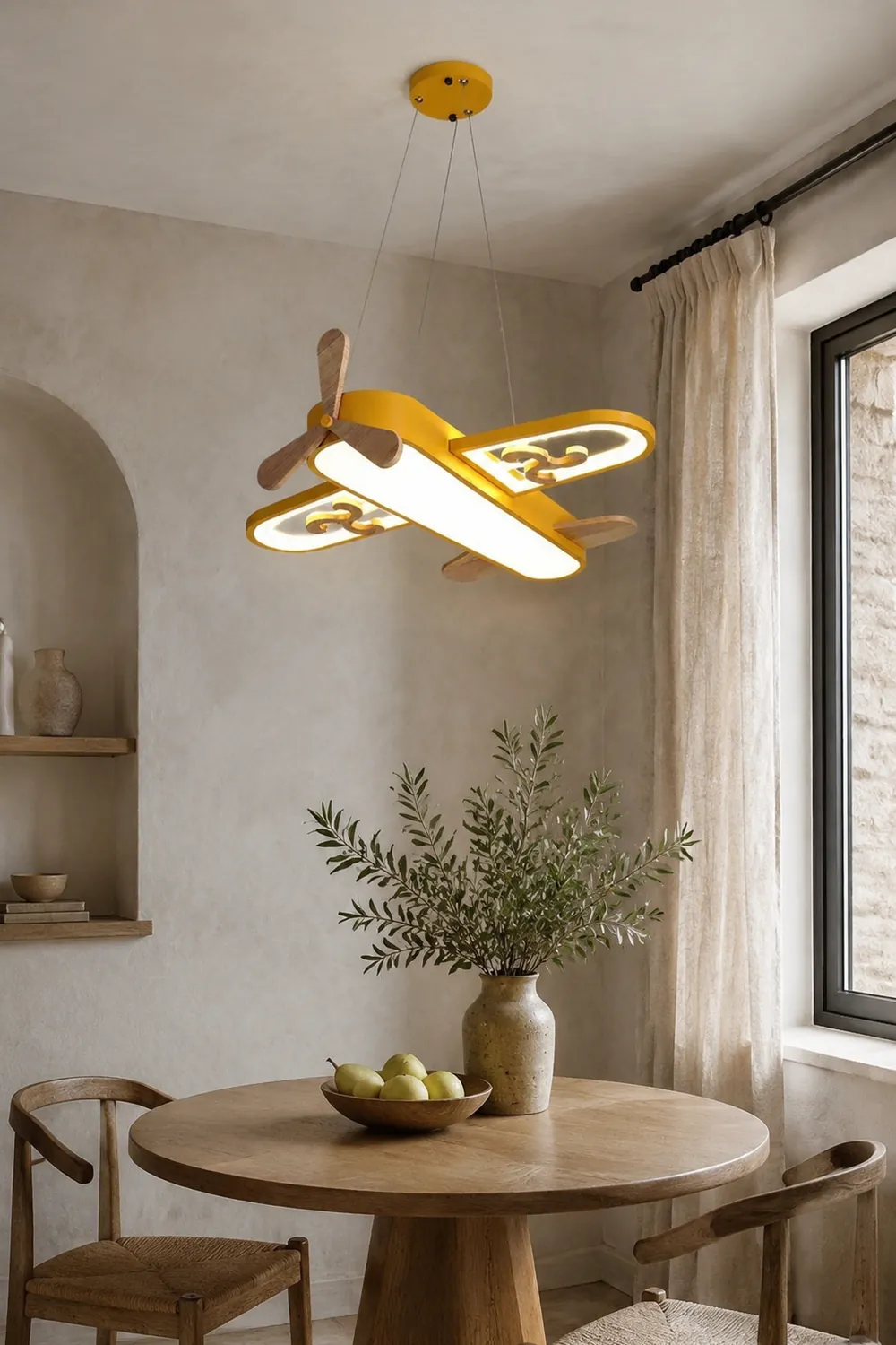 Minori Contemporary Plane Shaped Acrylic Pendant Light, Yellow/Blue - Lumpaz