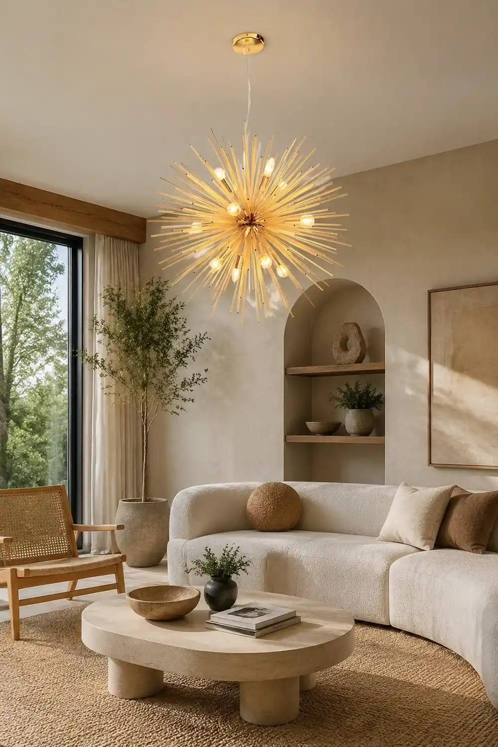 Modern Designer Starburst Pendant Light, Gold - Lumpaz