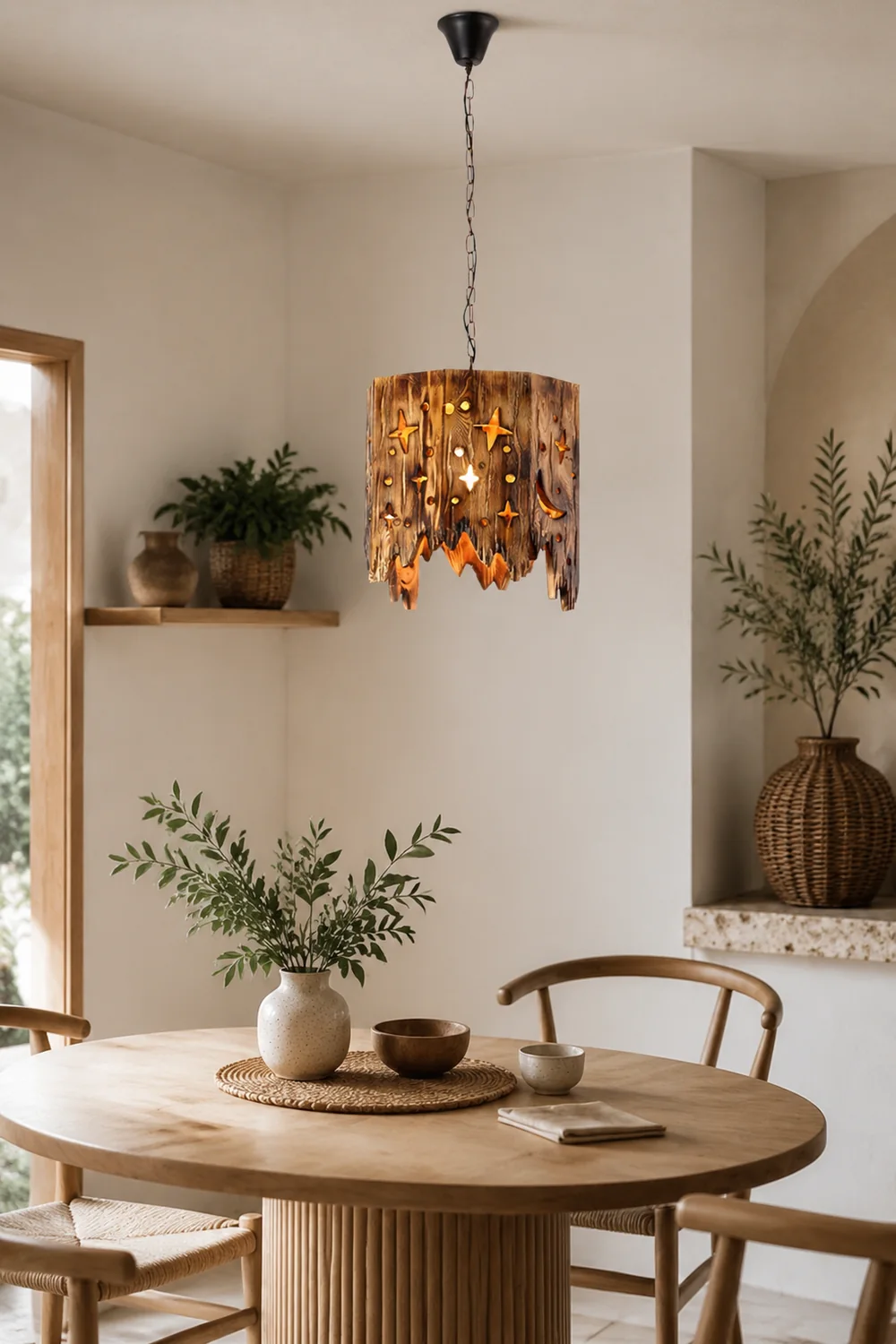 Austin Retro Starry Metal & Wood Pendant Light - Lumpaz