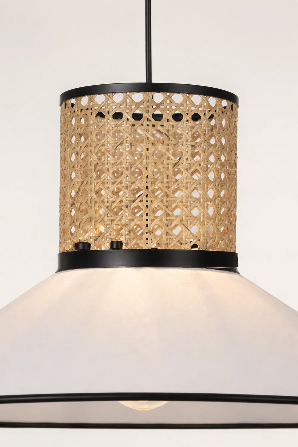 Ritta Modern Rattan/FabricPendant Light, White - Lumpaz